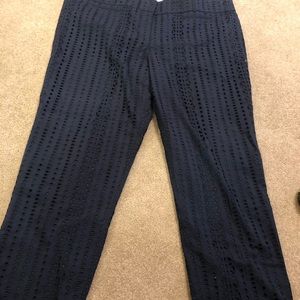 Loft Navy Scalloped Rivera Pant